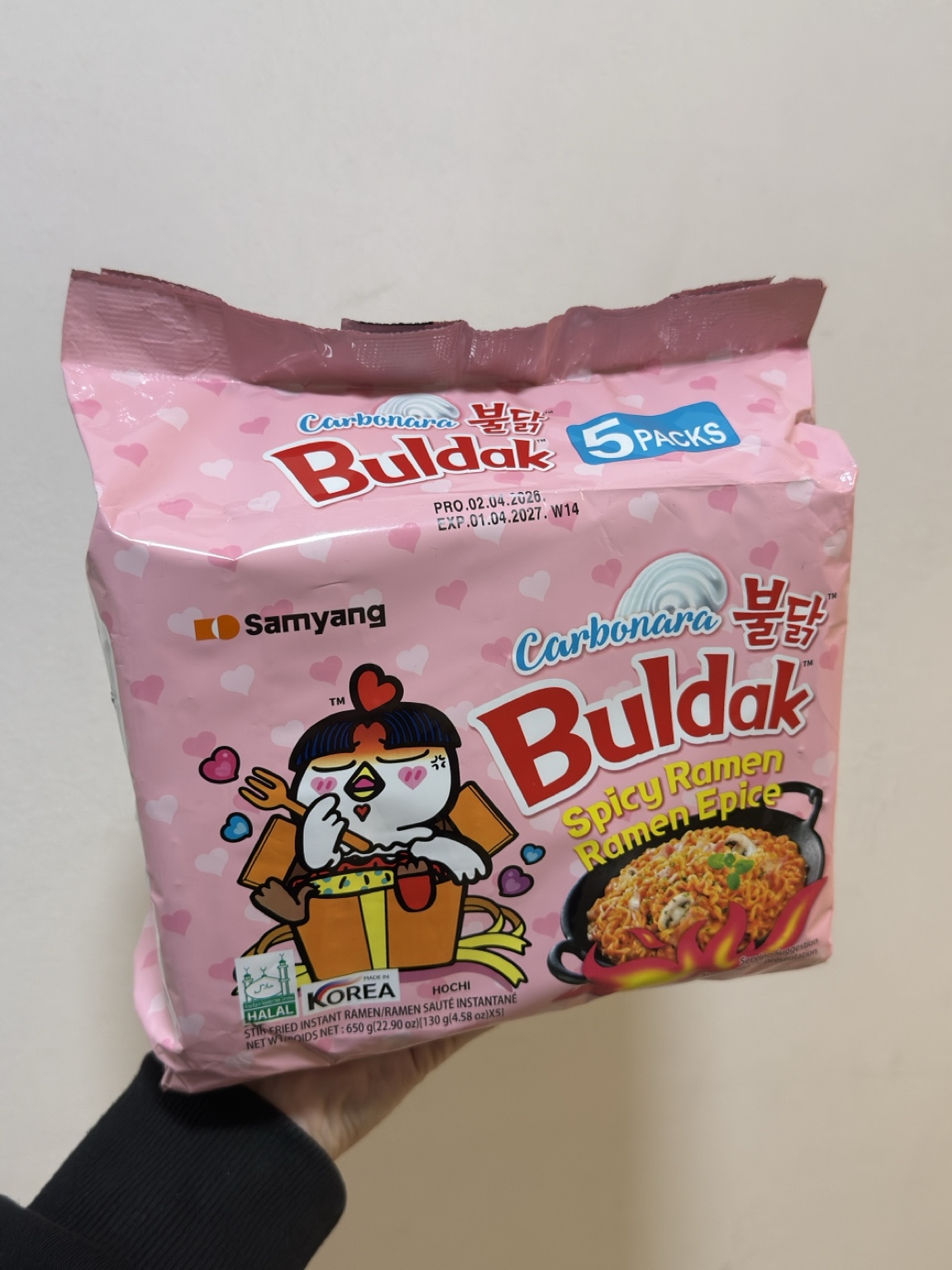 Foto del Ramen Buldak sabor carbonara